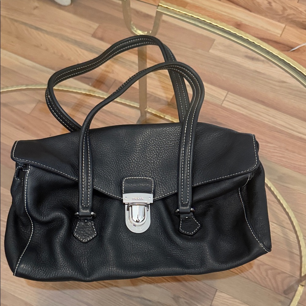 Prada Elegant Black Leather Handbag Vintage
